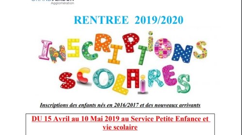 Inscriptions scolaires Rentrée 2019/2020