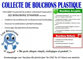 Collecte de bouchons le 19 mars