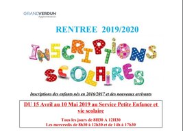 Inscriptions scolaires Rentrée 2019/2020